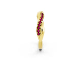 Yellow gold Round Garnet Twisted Infinity Band with Prong Setting_8