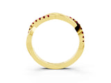 Yellow gold Round Garnet Twisted Infinity Band with Prong Setting_9