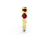 Yellow gold Round Garnet Wave Band with Channel Setting and Shared Prongs_8
