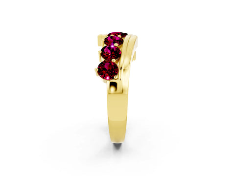 Yellow gold Round Garnet Wave Band with Channel and Shared Prong Setting_20