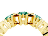 Yellow gold Round Green Sapphire Channel Set Band with X-Prong Detail_10