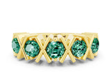 Yellow gold Round Green Sapphire Channel Set Band with X-Prong Detail_6