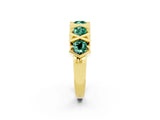 Yellow gold Round Green Sapphire Channel Set Band with X-Prong Detail_8