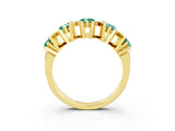 Yellow gold Round Green Sapphire Channel Set Band with X-Prong Detail_9