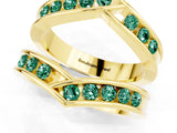 Yellow gold Round Green Sapphire Channel-Set Chevron Band_7