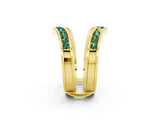 Yellow gold Round Green Sapphire Channel-Set Chevron Band_8