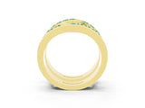 Yellow gold Round Green Sapphire Channel-Set Chevron Band_9