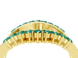 Yellow gold Round Green Sapphire Chevron Contour Band with Prong Setting_10