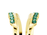 Yellow gold Round Green Sapphire Chevron Contour Band with Prong Setting_11