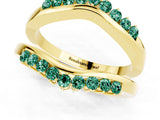Yellow gold Round Green Sapphire Chevron Contour Band with Prong Setting_7