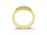 Yellow gold Round Green Sapphire Chevron Contour Band with Prong Setting_9