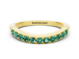 Yellow gold Round Green Sapphire Curved Wedding Band with Channel Setting_6