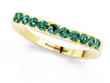 Yellow gold Round Green Sapphire Curved Wedding Band with Channel Setting_7