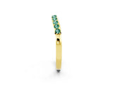 Yellow gold Round Green Sapphire Curved Wedding Band with Channel Setting_8