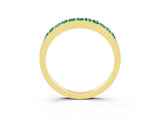 Yellow gold Round Green Sapphire Curved Wedding Band with Channel Setting_9