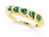 Yellow gold Round Green Sapphire Eternity Band with Twist Prong Setting_7