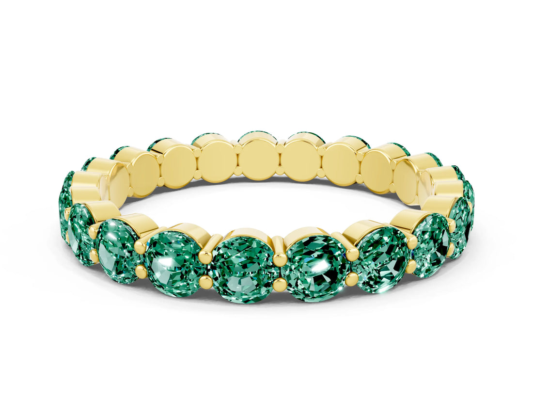 Yellow gold Round Green Sapphire Eternity Band with U-Prong Setting_30