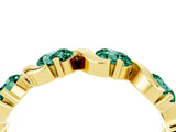 Yellow gold Round Green Sapphire Half Eternity Band with Wave Prong Setting_10
