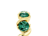 Yellow gold Round Green Sapphire Half Eternity Band with Wave Prong Setting_11