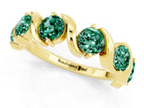 Yellow gold Round Green Sapphire Half Eternity Band with Wave Prong Setting_7