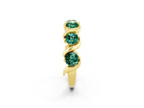 Yellow gold Round Green Sapphire Half Eternity Band with Wave Prong Setting_8
