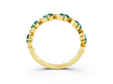 Yellow gold Round Green Sapphire Half Eternity Band with Wave Prong Setting_9