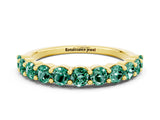 Yellow gold Round Green Sapphire Half-Eternity Prong-Set Band_6