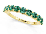 Yellow gold Round Green Sapphire Half-Eternity Prong-Set Band_7