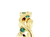 Yellow gold Round Green Sapphire Leaf Eternity Band with Bezel Setting_83