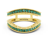 Yellow gold Round Green Sapphire Milgrain Eternity Band with Channel Setting_18