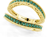 Yellow gold Round Green Sapphire Milgrain Eternity Band with Channel Setting_19