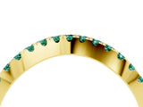 Yellow gold Round Green Sapphire Pavé Curved Band with Shared Prong Setting_10
