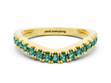 Yellow gold Round Green Sapphire Pavé Curved Band with Shared Prong Setting_6