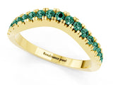 Yellow gold Round Green Sapphire Pavé Curved Band with Shared Prong Setting_7