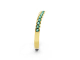 Yellow gold Round Green Sapphire Pavé Curved Band with Shared Prong Setting_8