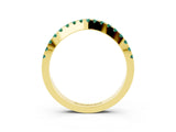 Yellow gold Round Green Sapphire Pavé Curved Band with Shared Prong Setting_9