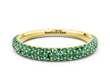 Yellow gold Round Green Sapphire Pavé Eternity Band with Shared Prong Setting_6