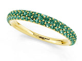 Yellow gold Round Green Sapphire Pavé Eternity Band with Shared Prong Setting_7
