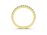 Yellow gold Round Green Sapphire Pavé Half Eternity Band with Shared Prong Setting_9