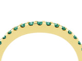 Yellow gold Round Green Sapphire Pavé Set Curved Wedding Band_10