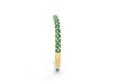 Yellow gold Round Green Sapphire Pavé Set Curved Wedding Band_8
