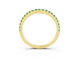 Yellow gold Round Green Sapphire Pavé Set Curved Wedding Band_9