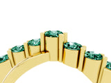 Yellow gold Round Green Sapphire Prong-Set Crossover Band_10