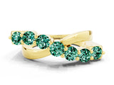 Yellow gold Round Green Sapphire Prong-Set Crossover Band_6