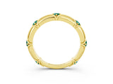 Yellow gold Round Green Sapphire Prong Set Milgrain Eternity Band_9