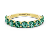 Yellow gold Round Green Sapphire Shared Prong Eternity Band_6