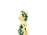 Yellow gold Round Green Sapphire Twist Eternity Band with Pavé Setting_11