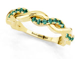 Yellow gold Round Green Sapphire Twist Eternity Band with Pavé Setting_7
