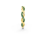 Yellow gold Round Green Sapphire Twist Eternity Band with Pavé Setting_8
