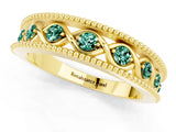 Yellow gold Round Green Sapphire Twist Milgrain Band with Bezel Setting_13